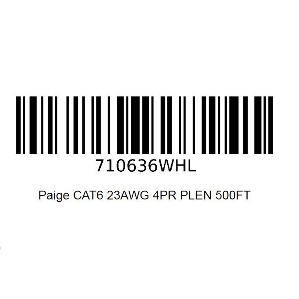 Paige 710636WHL | CAT6 23AWG 4PR PLEN 500FT WHT